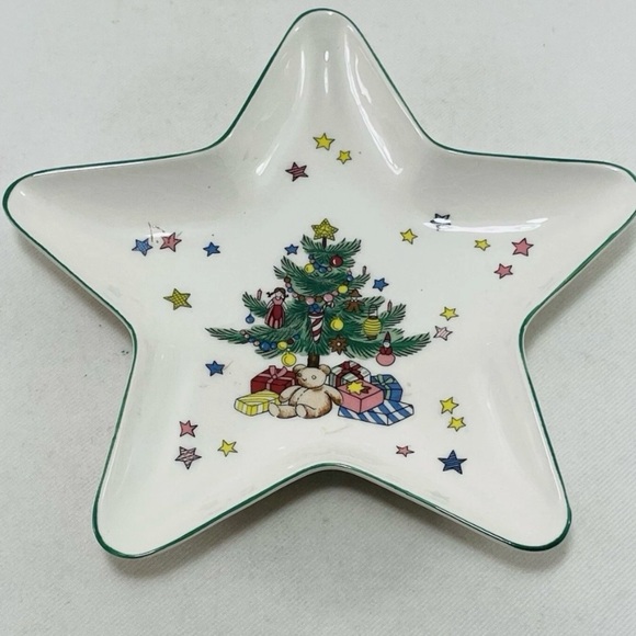 Nikko Christmas Vintage Tree Star Trinket Candy Dish Plate Present Holiday Japan - Picture 9 of 10